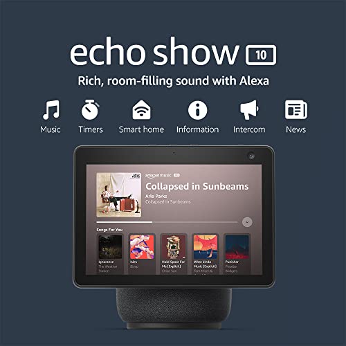 Echo Show 10 – HD Display, Motion, Alexa, Charcoal