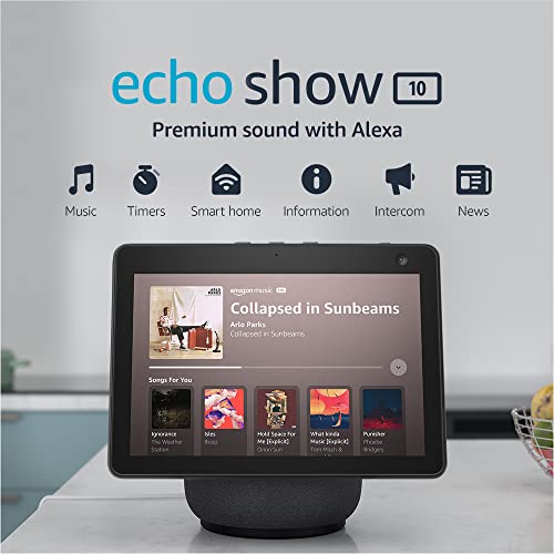 Echo Show 10 – HD Display, Motion, Alexa, Charcoal