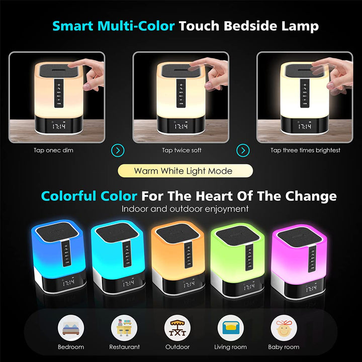 Night Light Bluetooth Speaker – 5-in-1 Touch Lamp & Alarm Clock